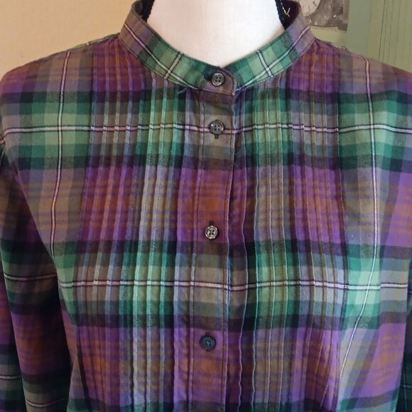 Lands' End Multicolor Plaid Shirt .Outdoor, Beachy. Normcore - Picture 10 of 11